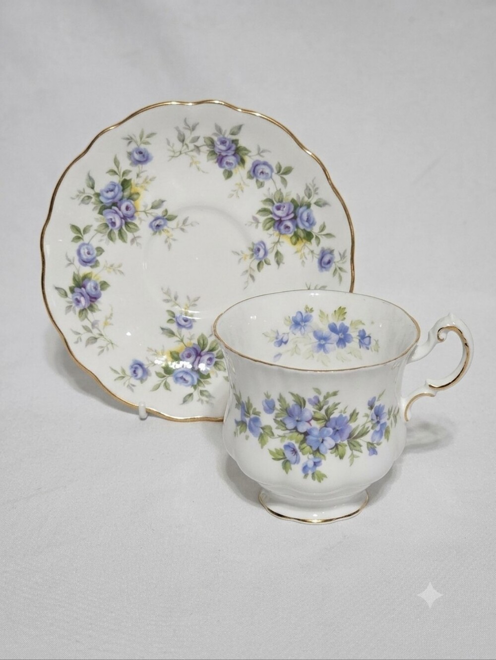 Vintage Paragon Aubretia Teacup & Aynsley Marine Rose Saucer Mismatched Set